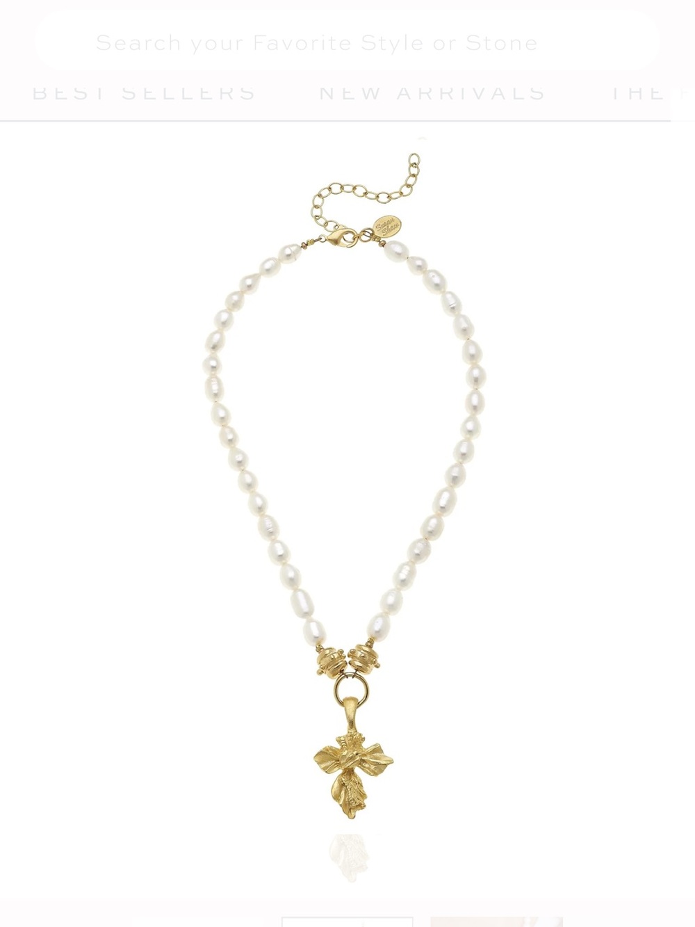 Susan Shaw Vintage Gold Cross Pearl Necklace